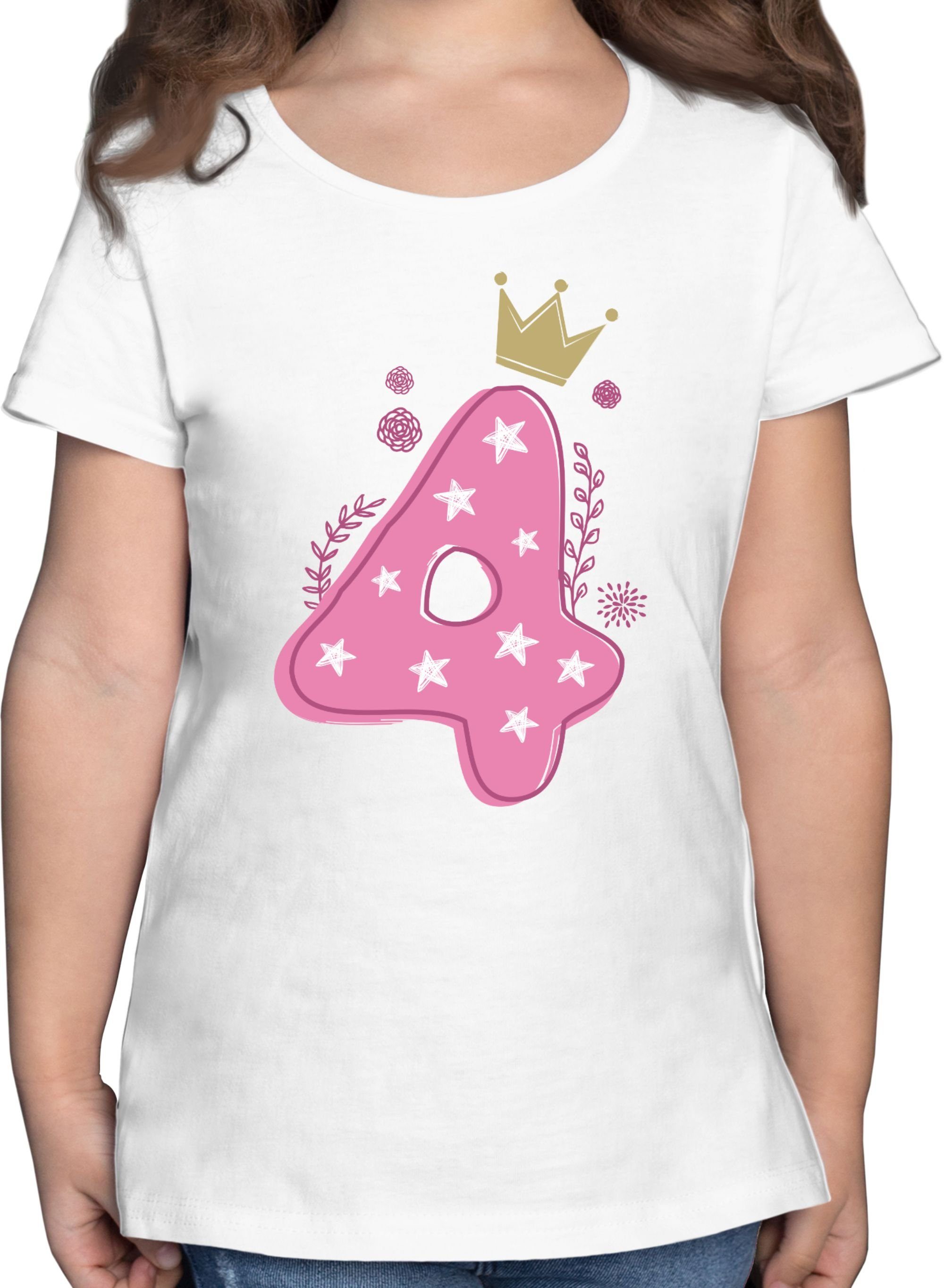 Shirtracer T-Shirt »Vierter Mädchen Krone Sterne - 4. Geburtstag